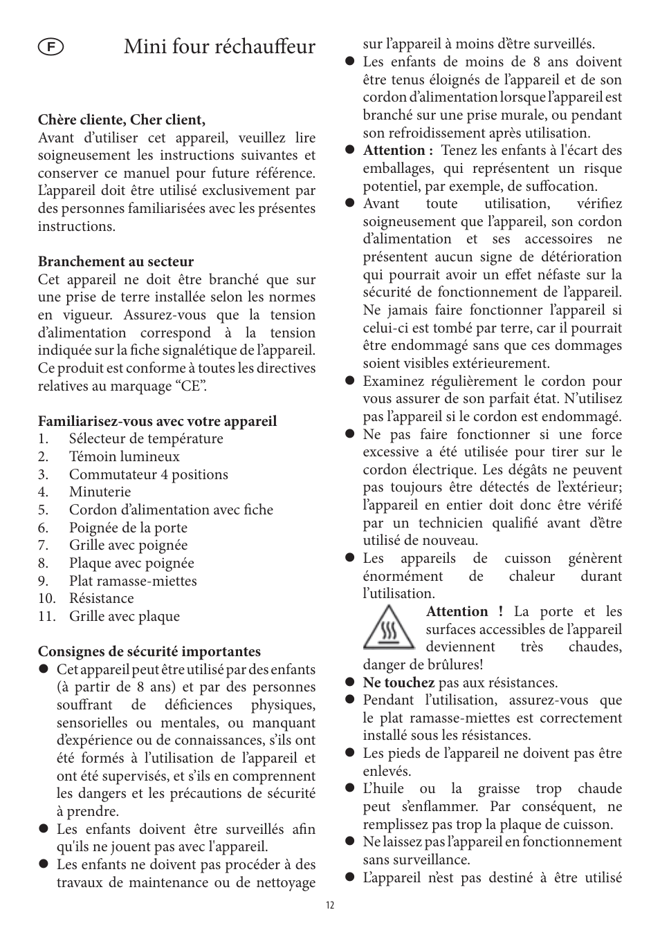Mini four réchauff eur | SEVERIN TO 2041 User Manual | Page 12 / 54