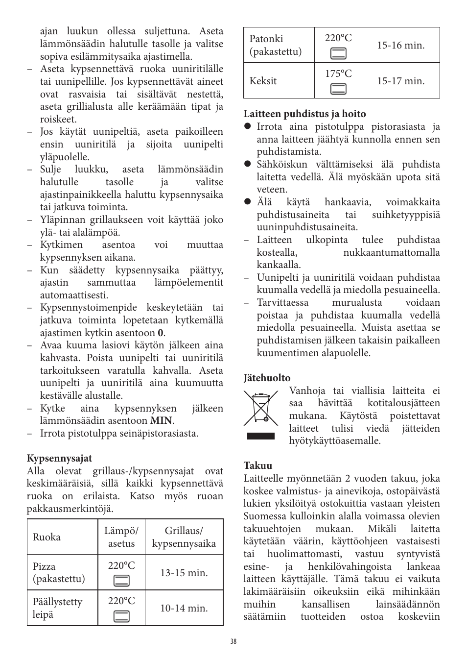 SEVERIN TO 2041 User Manual | Page 38 / 54