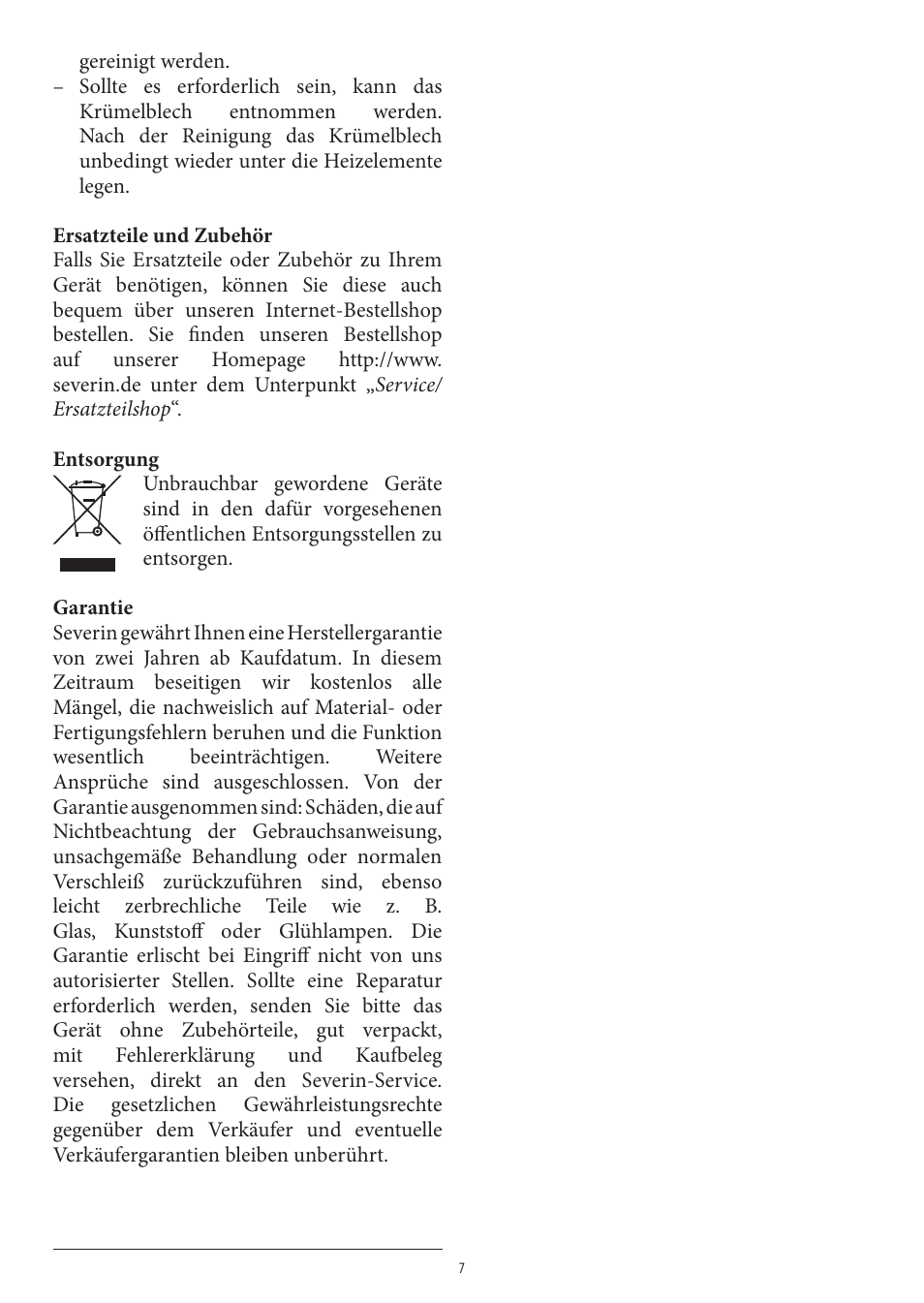 SEVERIN TO 2041 User Manual | Page 7 / 54