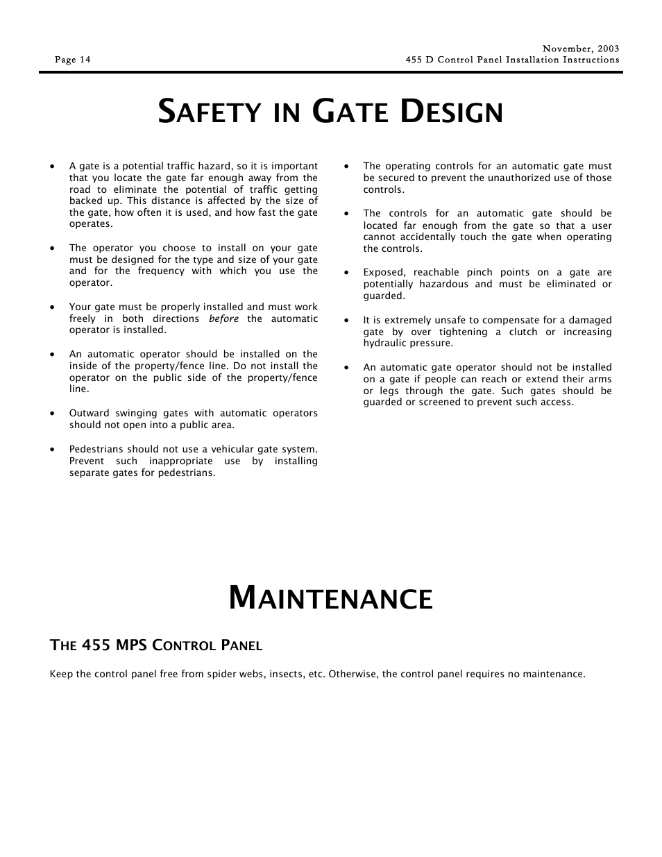 Afety, Esign, Aintenance | Controlled Products Systems Group 790919 User Manual | Page 14 / 16