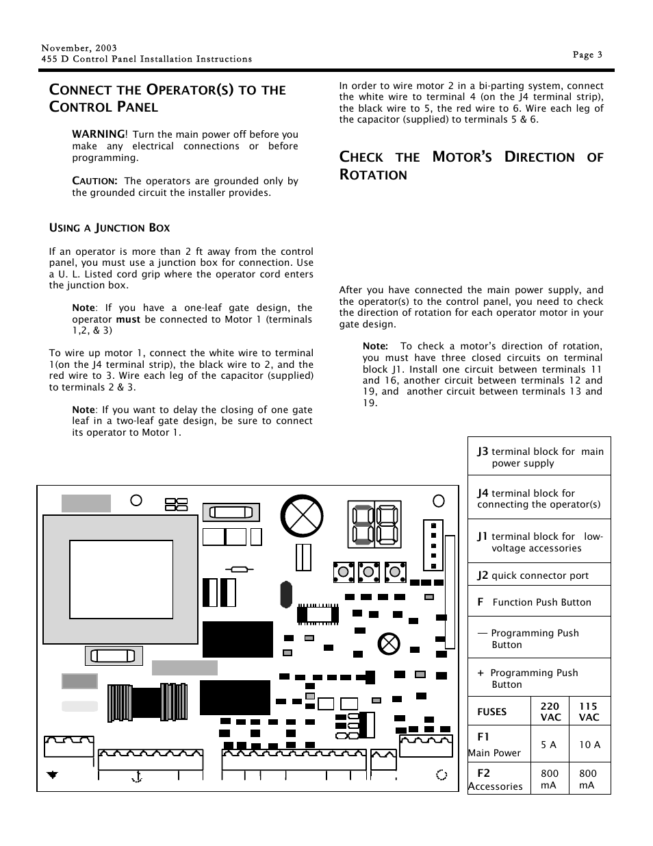 Onnect, Perator, Ontrol | Anel, Heck, Otor, Irection, Otation | Controlled Products Systems Group 790919 User Manual | Page 3 / 16