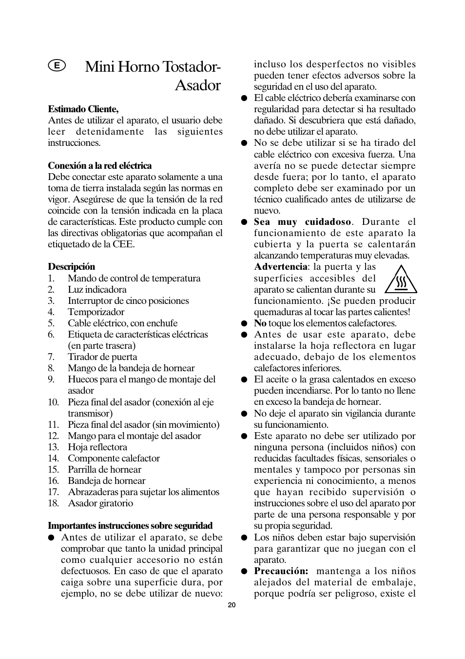 Mini horno tostador- asador | SEVERIN TO 2035 User Manual | Page 20 / 58