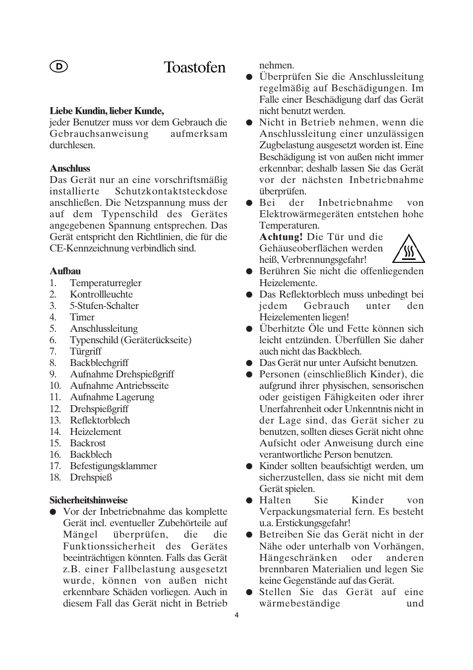 Toastofen | SEVERIN TO 2035 User Manual | Page 4 / 58