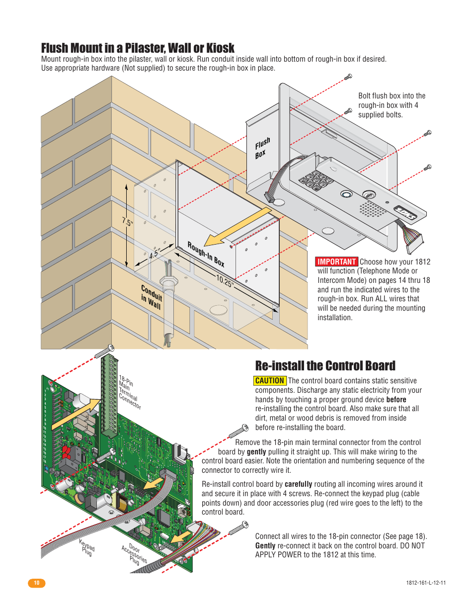 Rough-in box, Conduit in w all, Flush box | DoorKing 1812 Plus User Manual | Page 12 / 50