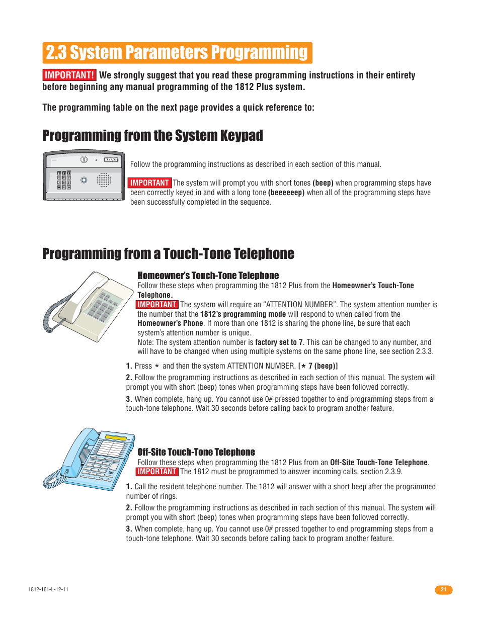 3 system parameters programming | DoorKing 1812 Plus User Manual | Page 23 / 50