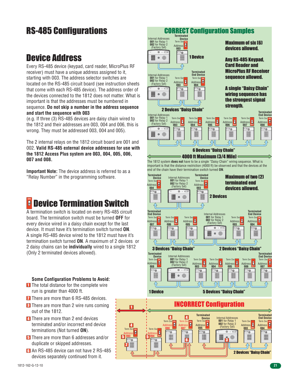 1 device, 2 devices “daisy chain, 6 devices “daisy chain | 2 devices, 3 devices “daisy chain” 2 devices “daisy chain, 5 devices “daisy chain | Controlled Products Systems Group 1812-090 User Manual | Page 23 / 60