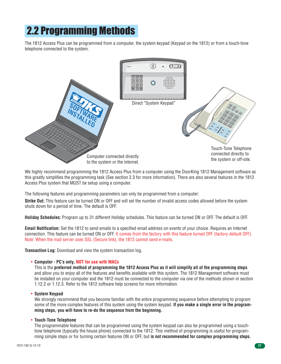 2 programming methods, Softw are inst alled | Controlled Products Systems Group 1812-090 User Manual | Page 29 / 60