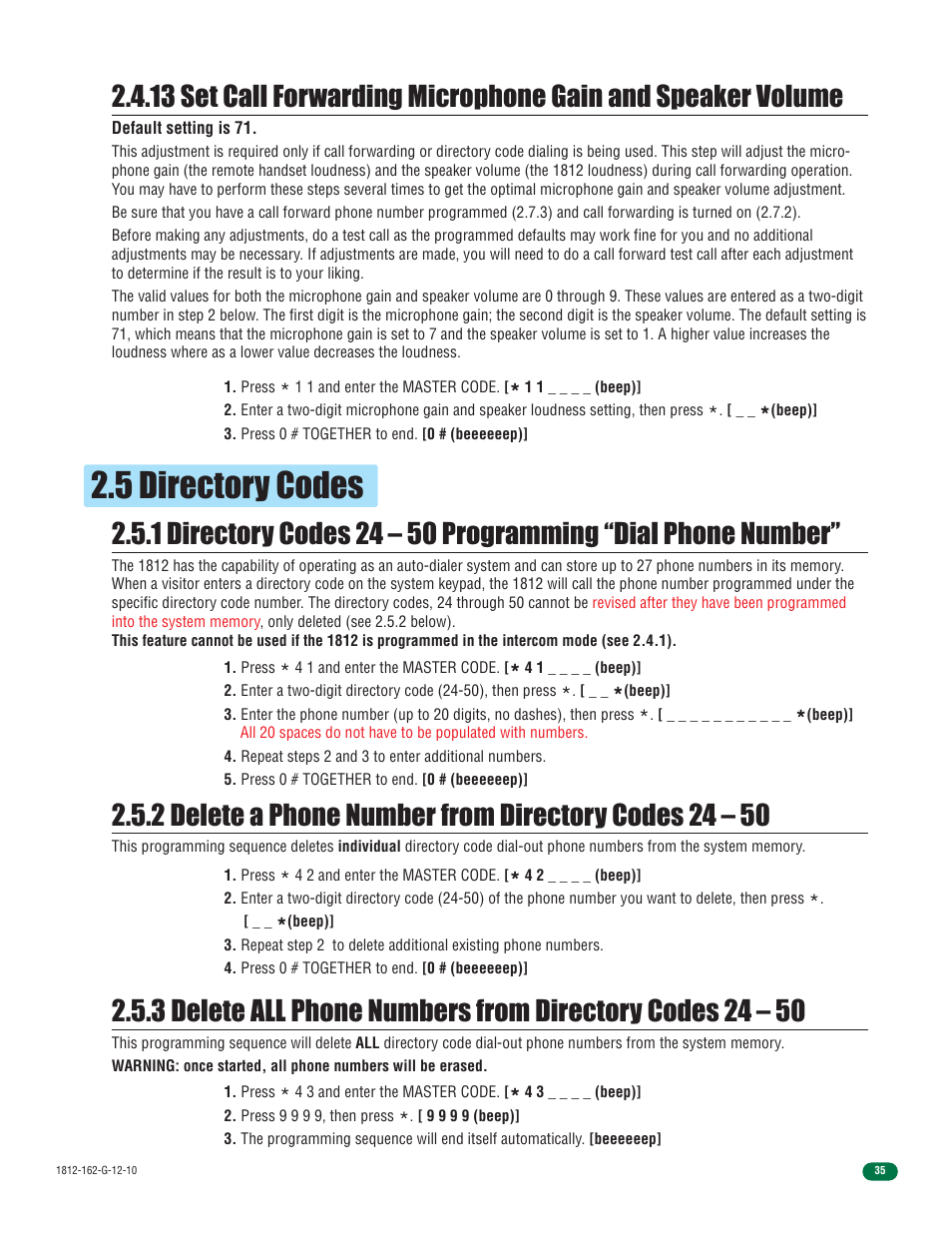 5 directory codes | Controlled Products Systems Group 1812-090 User Manual | Page 37 / 60
