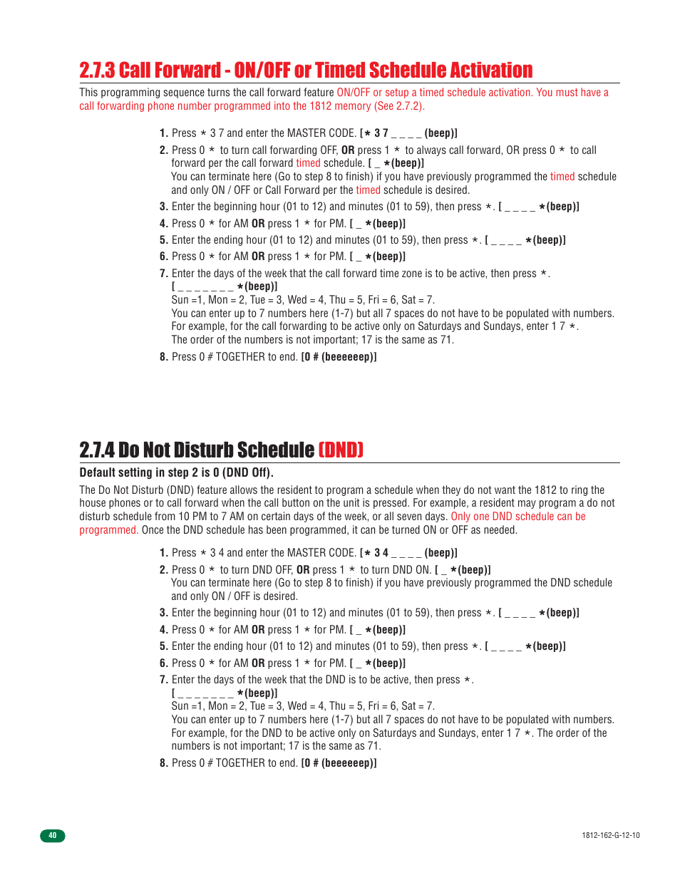 4 do not disturb schedule (dnd) | Controlled Products Systems Group 1812-090 User Manual | Page 42 / 60