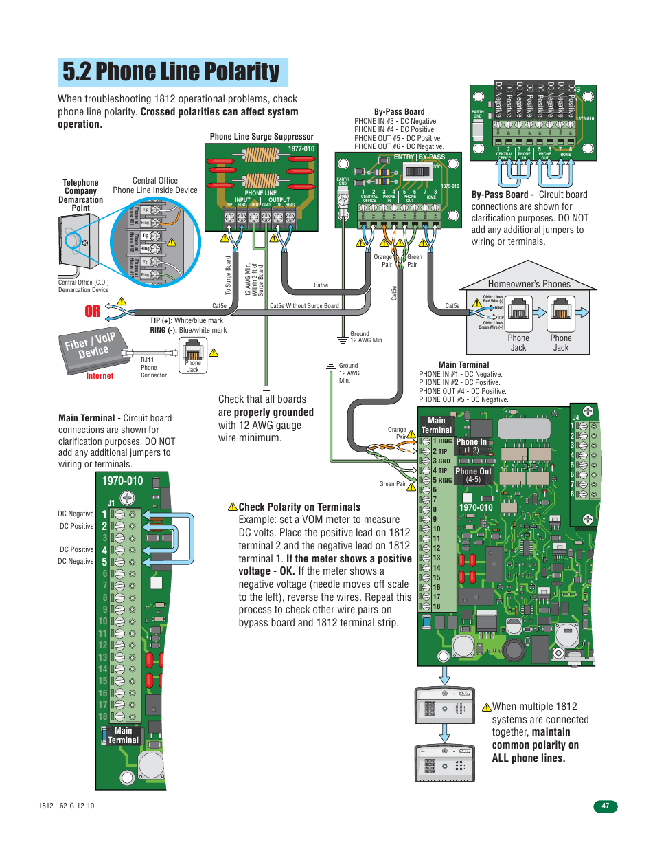 2 phone line polarity, Fiber / v olp device, Homeowner’s phones | Controlled Products Systems Group 1812-090 User Manual | Page 49 / 60
