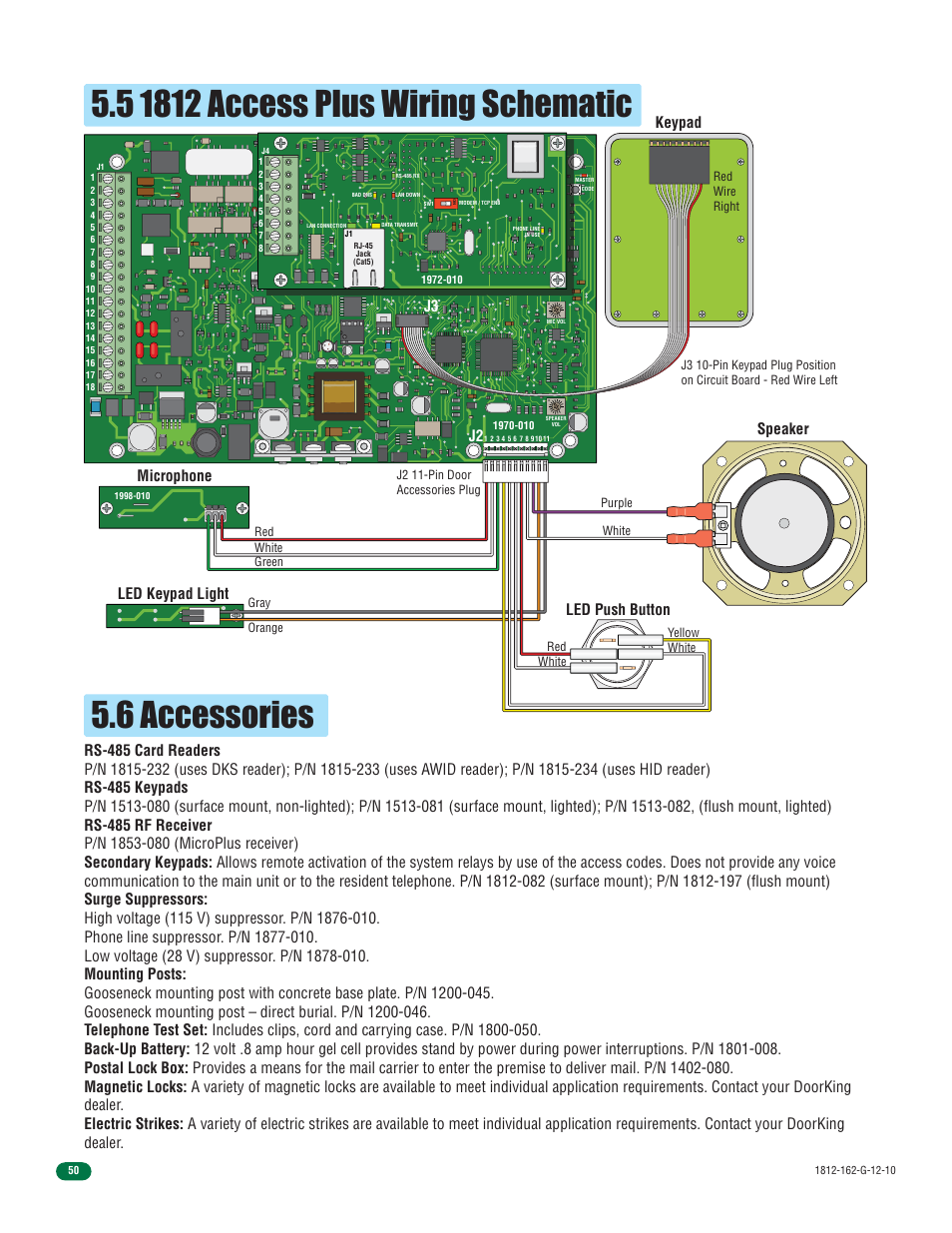Keypad microphone, Led keypad light led push button speaker | Controlled Products Systems Group 1812-090 User Manual | Page 52 / 60