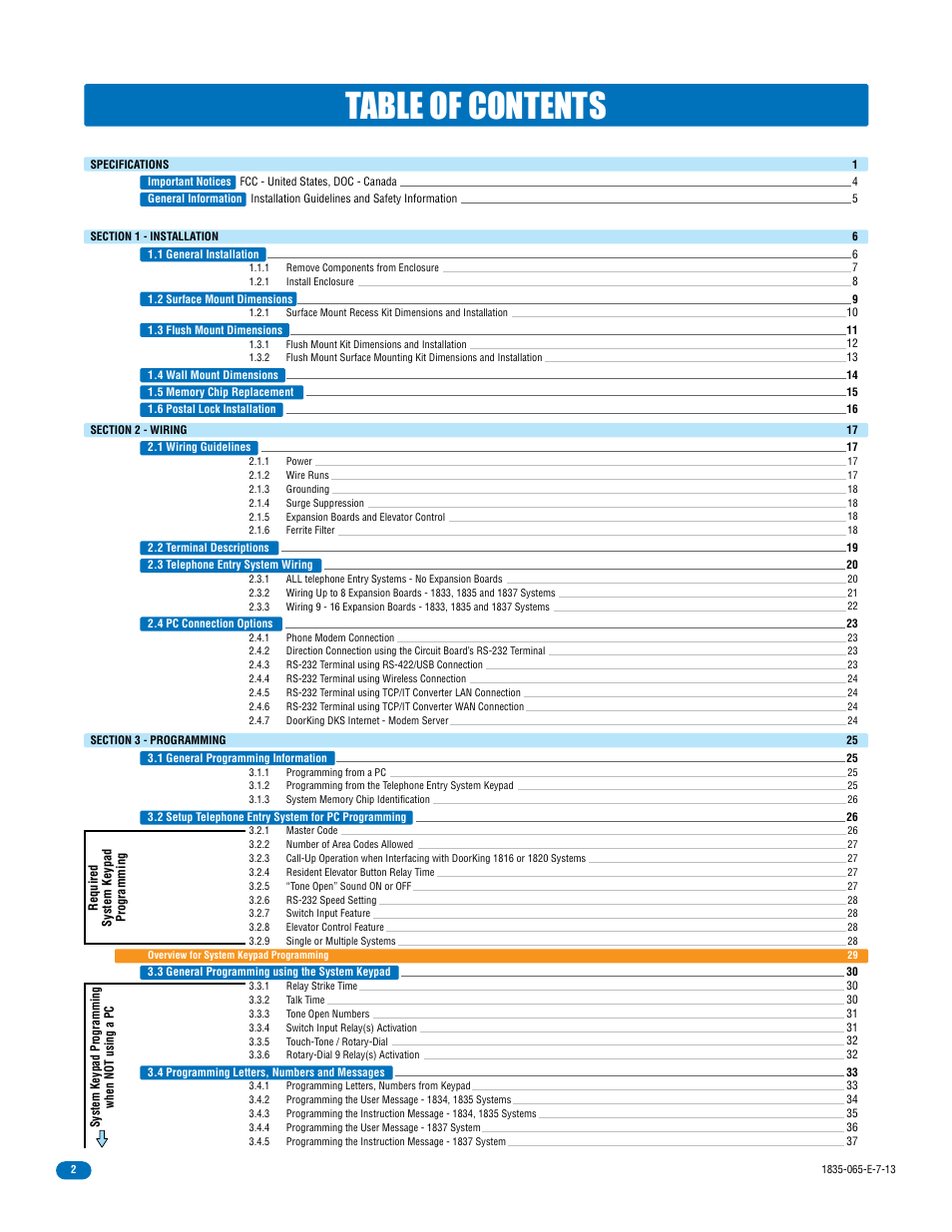 DoorKing 1833 PC Programmable User Manual | Page 4 / 70