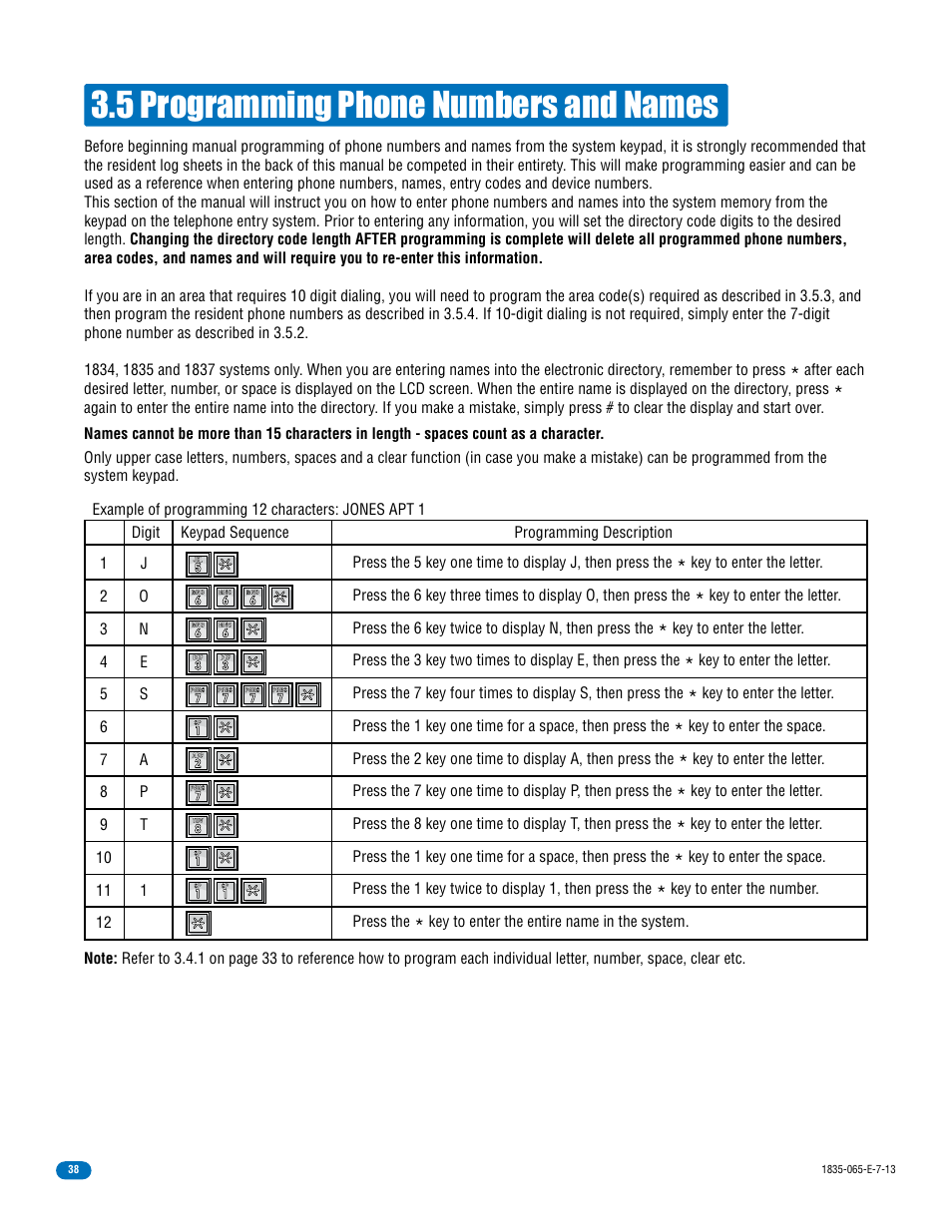 5 programming phone numbers and names | DoorKing 1833 PC Programmable User Manual | Page 40 / 70