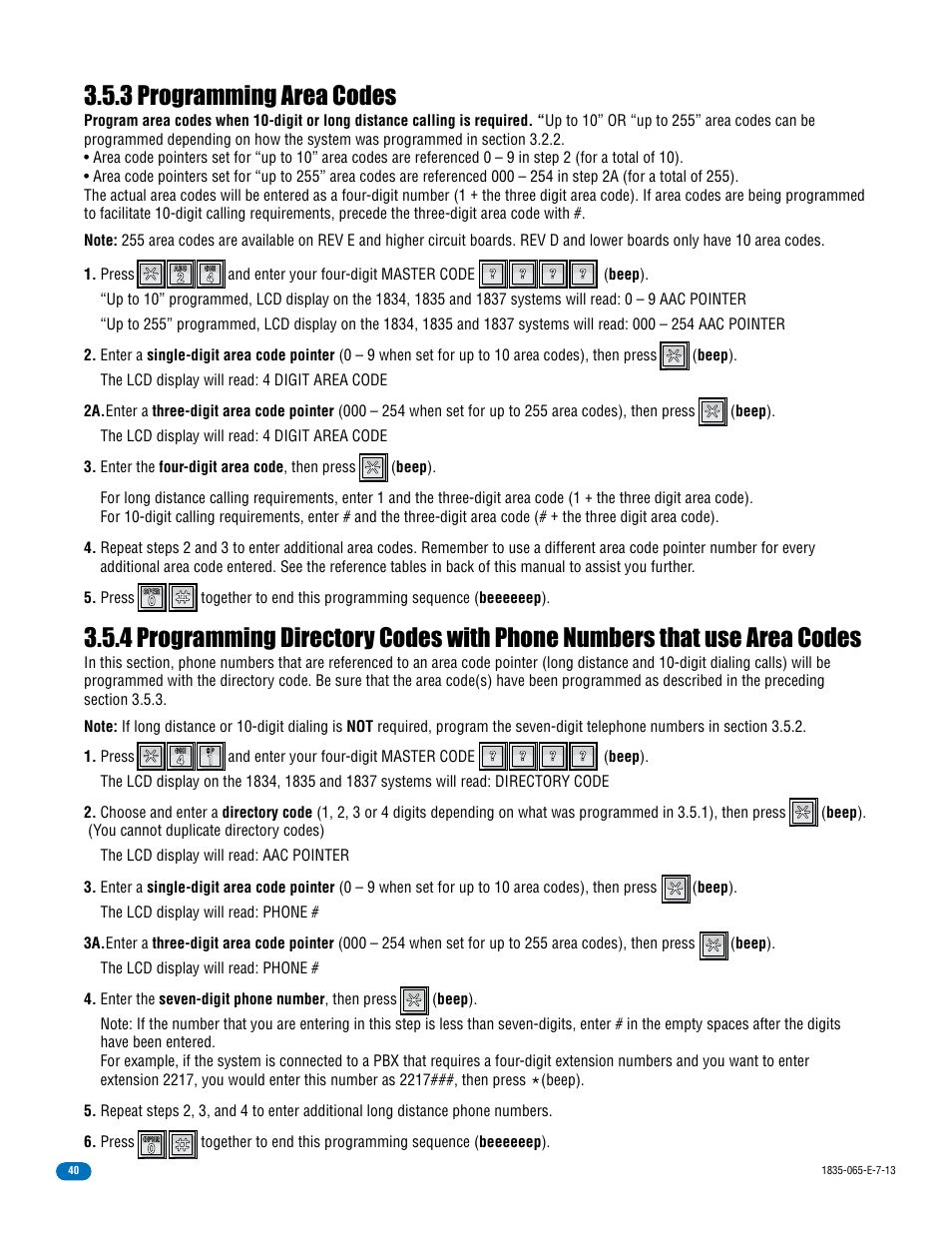 3 programming area codes | DoorKing 1833 PC Programmable User Manual | Page 42 / 70