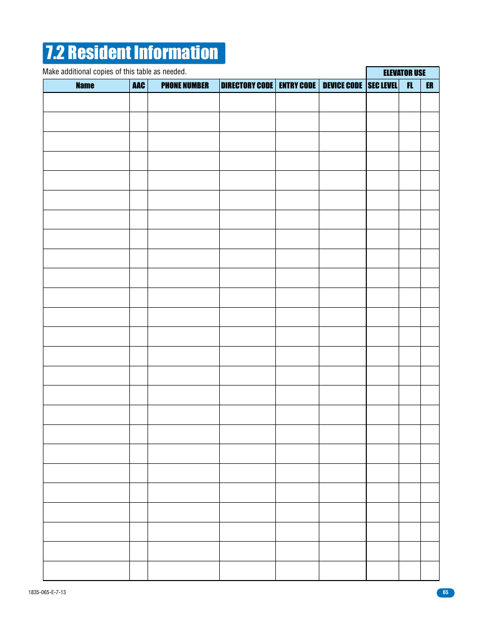 2 resident information | DoorKing 1833 PC Programmable User Manual | Page 67 / 70