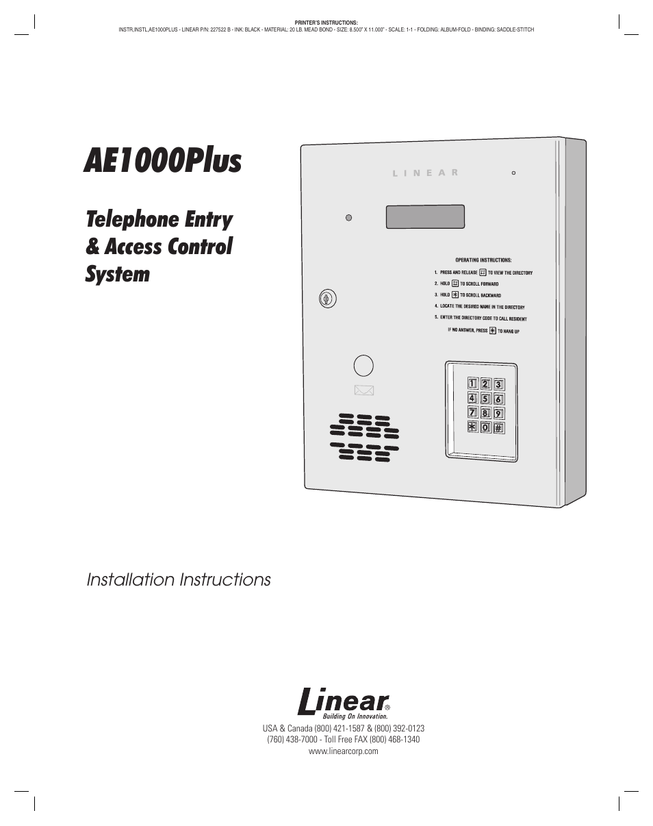 Controlled Products Systems Group AE-1000PLUS User Manual | 24 pages