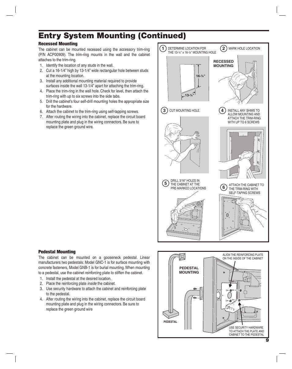 Entry system mounting (continued) | Controlled Products Systems Group AE-1000PLUS User Manual | Page 9 / 24