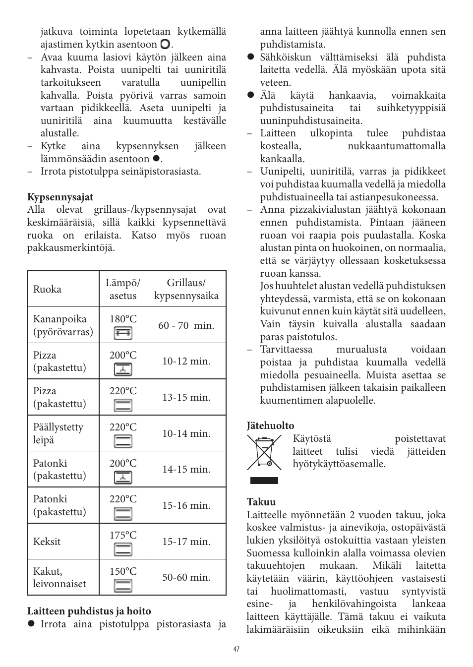 SEVERIN TO 2037 User Manual | Page 47 / 70