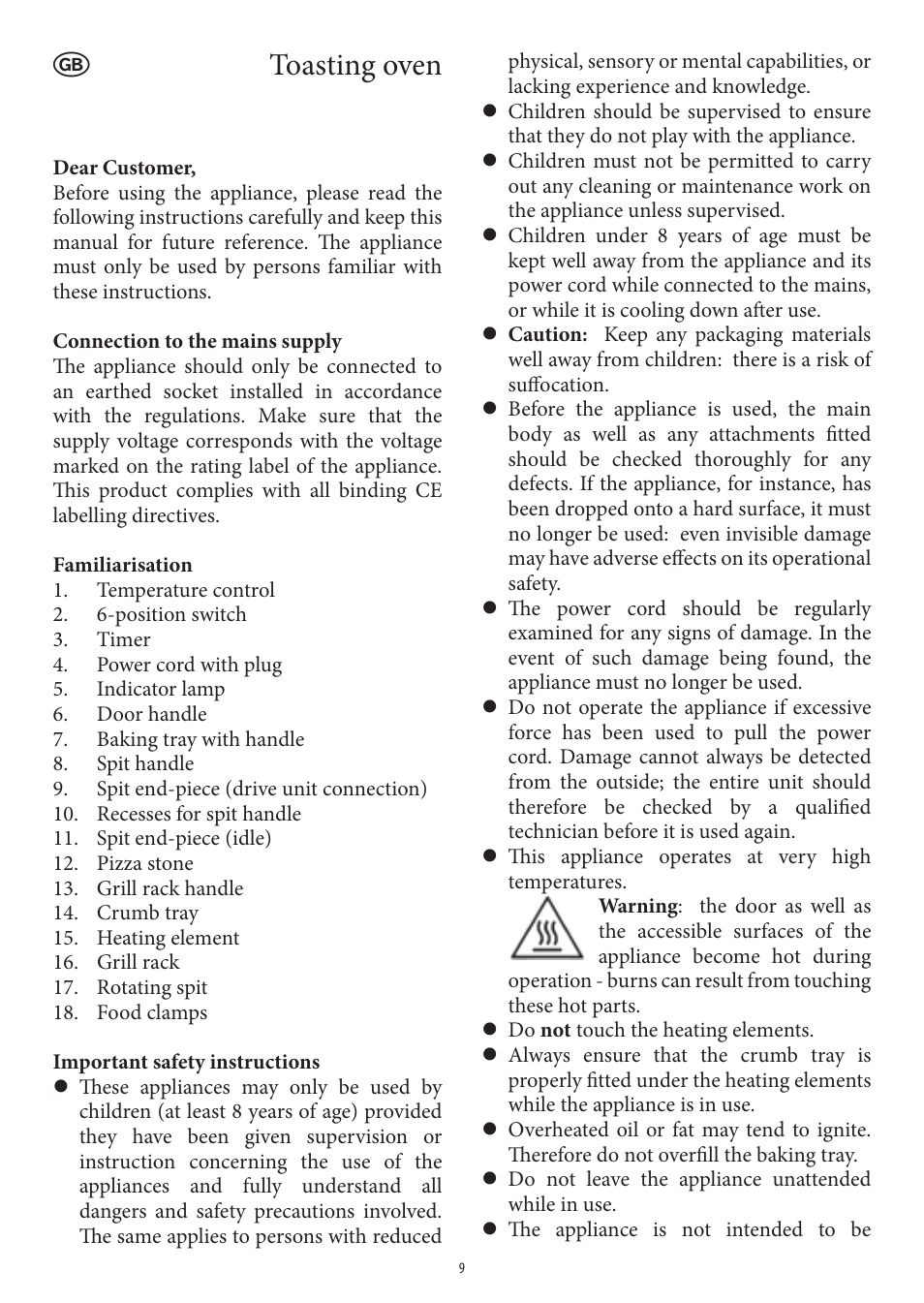 Toasting oven | SEVERIN TO 2037 User Manual | Page 9 / 70