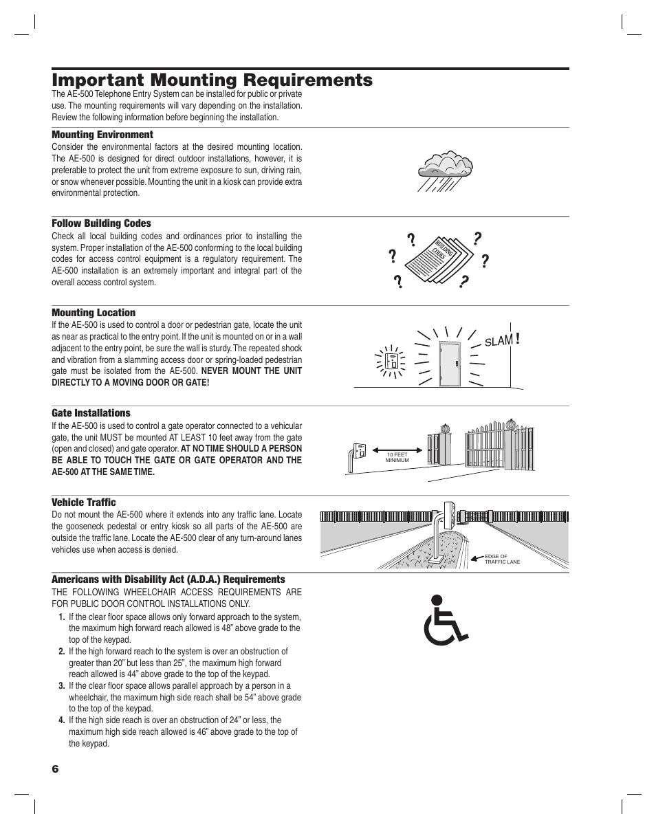 Important mounting requirements | Controlled Products Systems Group AE-500 User Manual | Page 6 / 28
