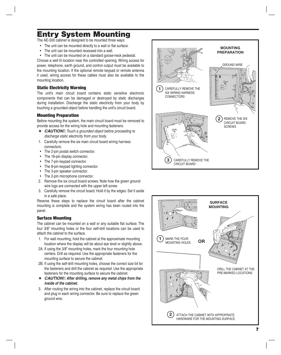 Entry system mounting | Controlled Products Systems Group AE-500 User Manual | Page 7 / 28