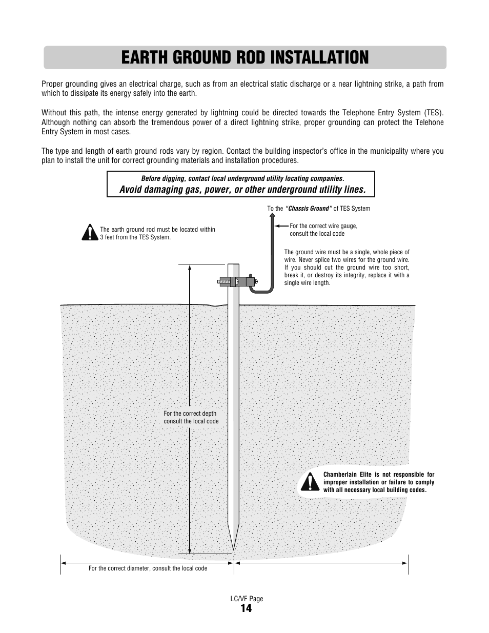 Earth ground rod installation | Controlled Products Systems Group DIALCODE User Manual | Page 15 / 40