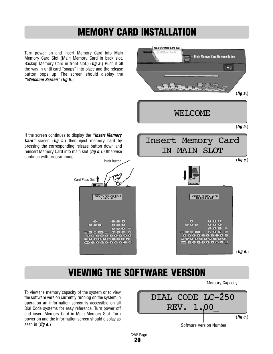 Memory card installation, Viewing the software version | Controlled Products Systems Group DIALCODE User Manual | Page 21 / 40