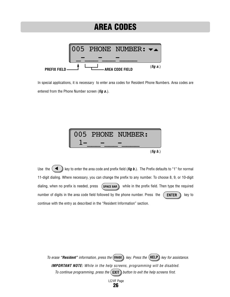 Area codes, 005 phone number, 005 phone number: 1 | Controlled Products Systems Group DIALCODE User Manual | Page 27 / 40