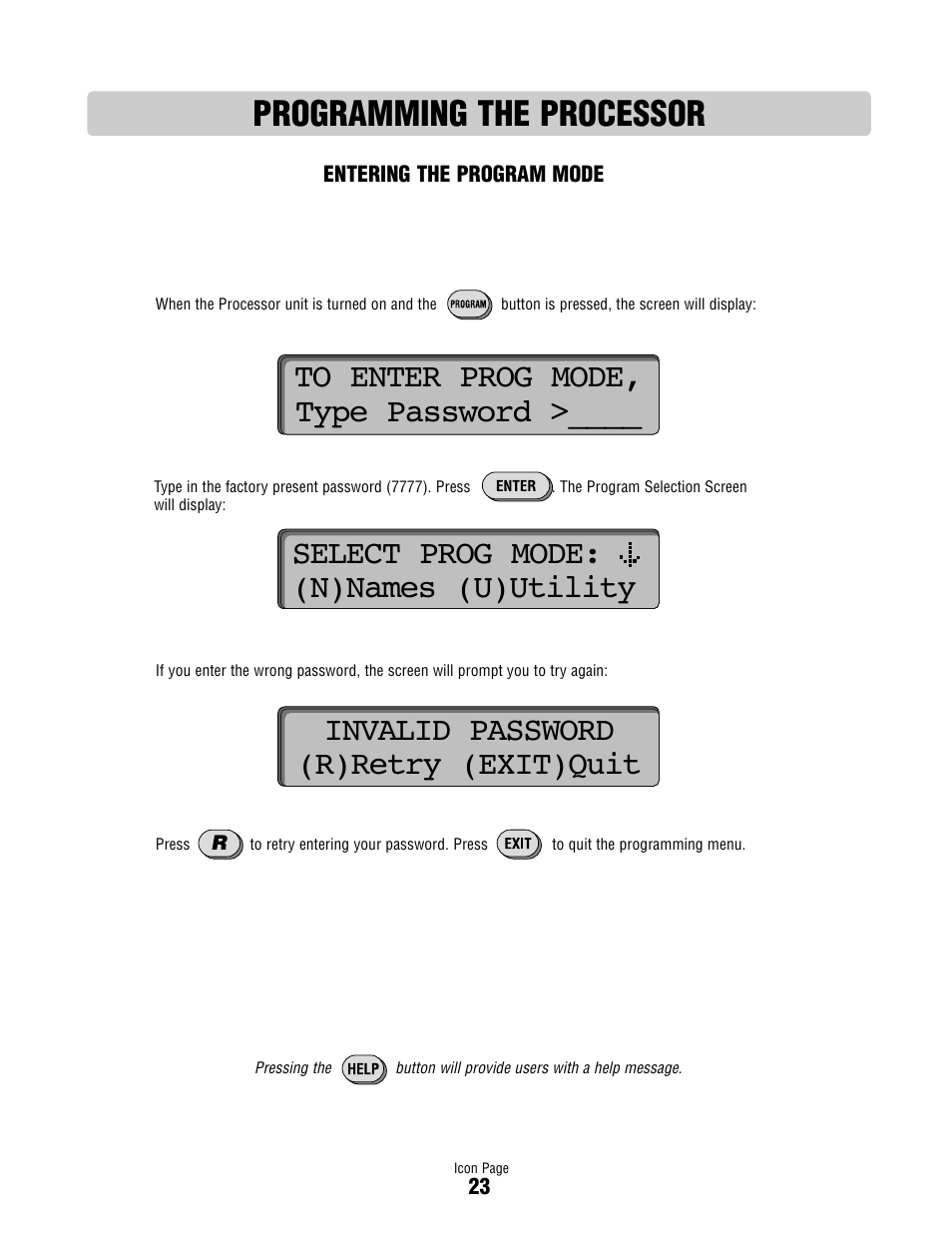 Programming the processor | Controlled Products Systems Group ICON26 User Manual | Page 24 / 44