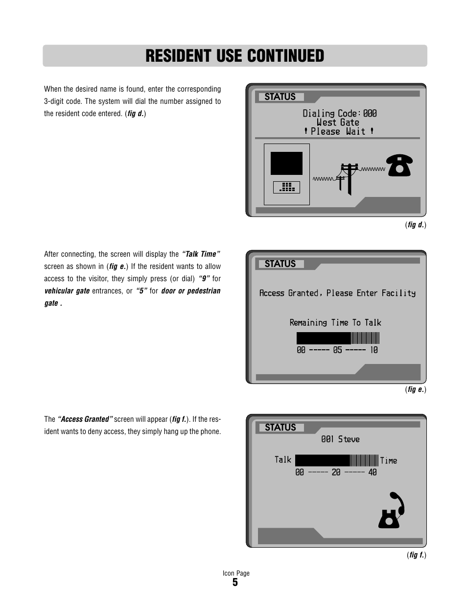 Resident use continued | Controlled Products Systems Group ICON26 User Manual | Page 6 / 44