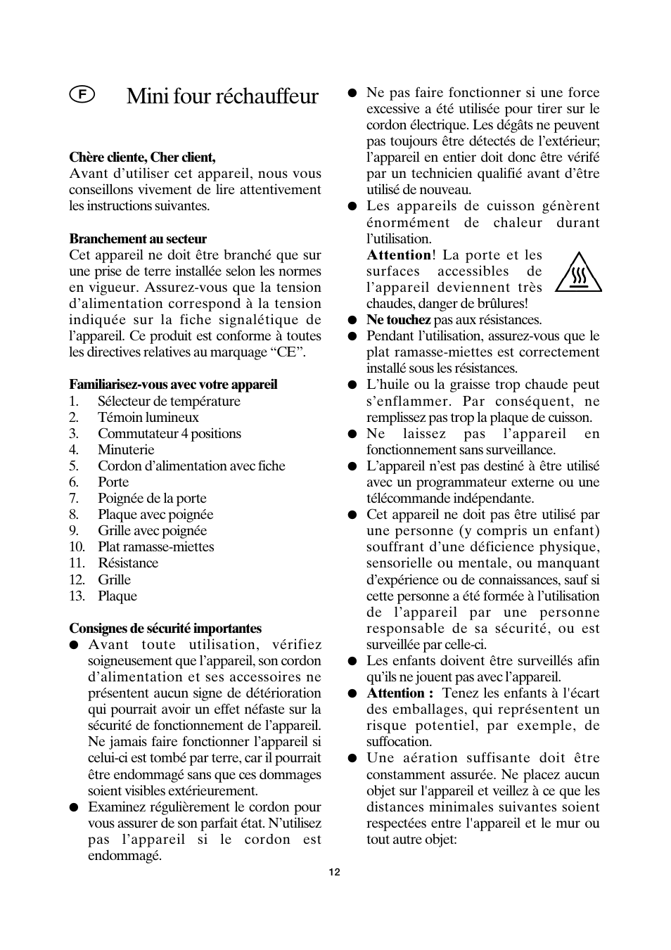 Mini four réchauffeur | SEVERIN TO 2034 User Manual | Page 12 / 54
