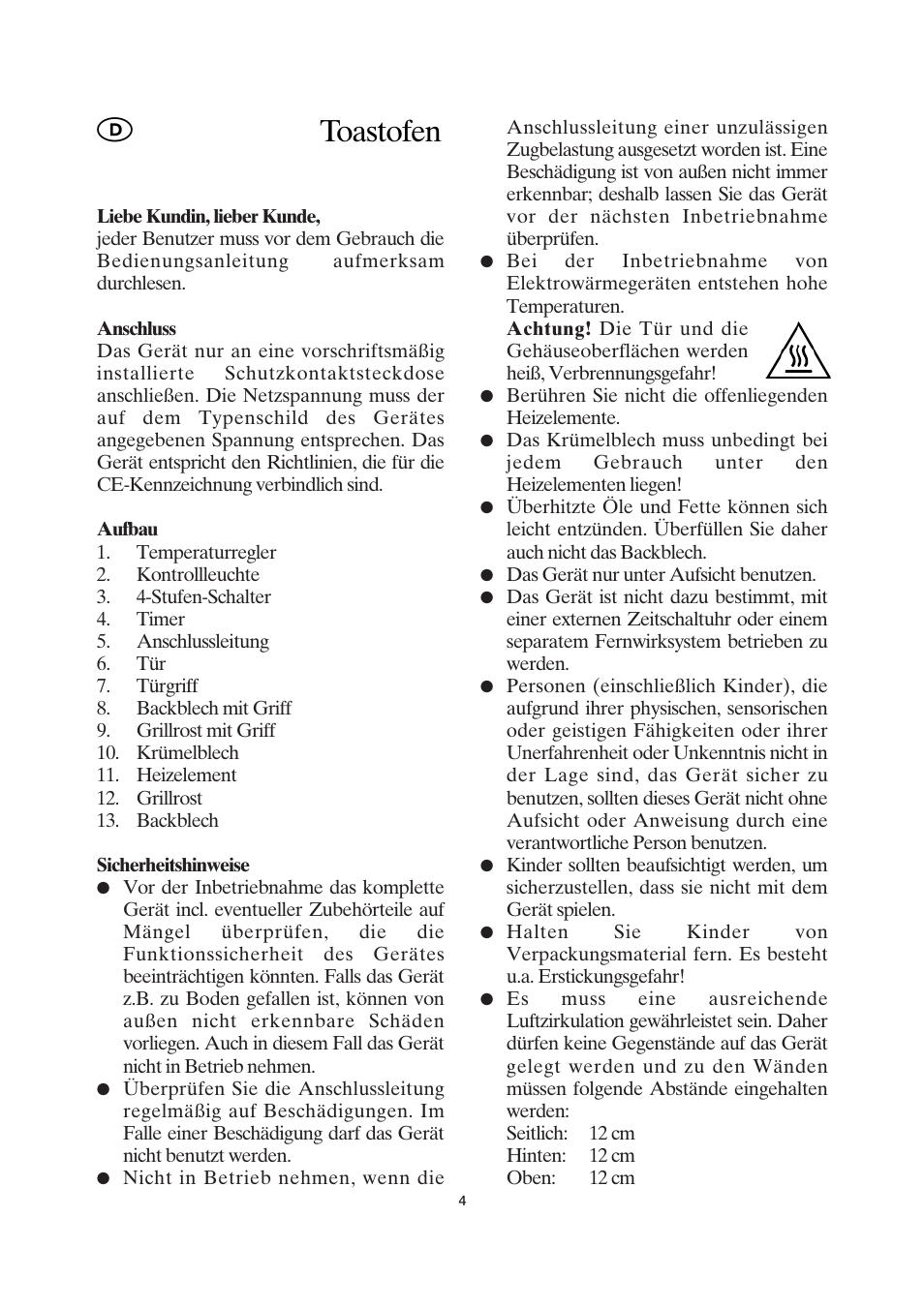 Toastofen | SEVERIN TO 2034 User Manual | Page 4 / 54