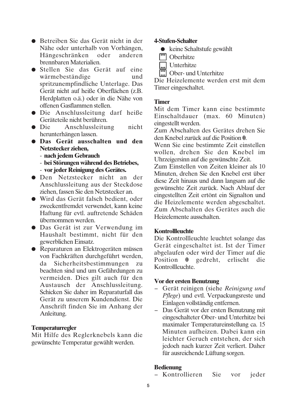 SEVERIN TO 2034 User Manual | Page 5 / 54