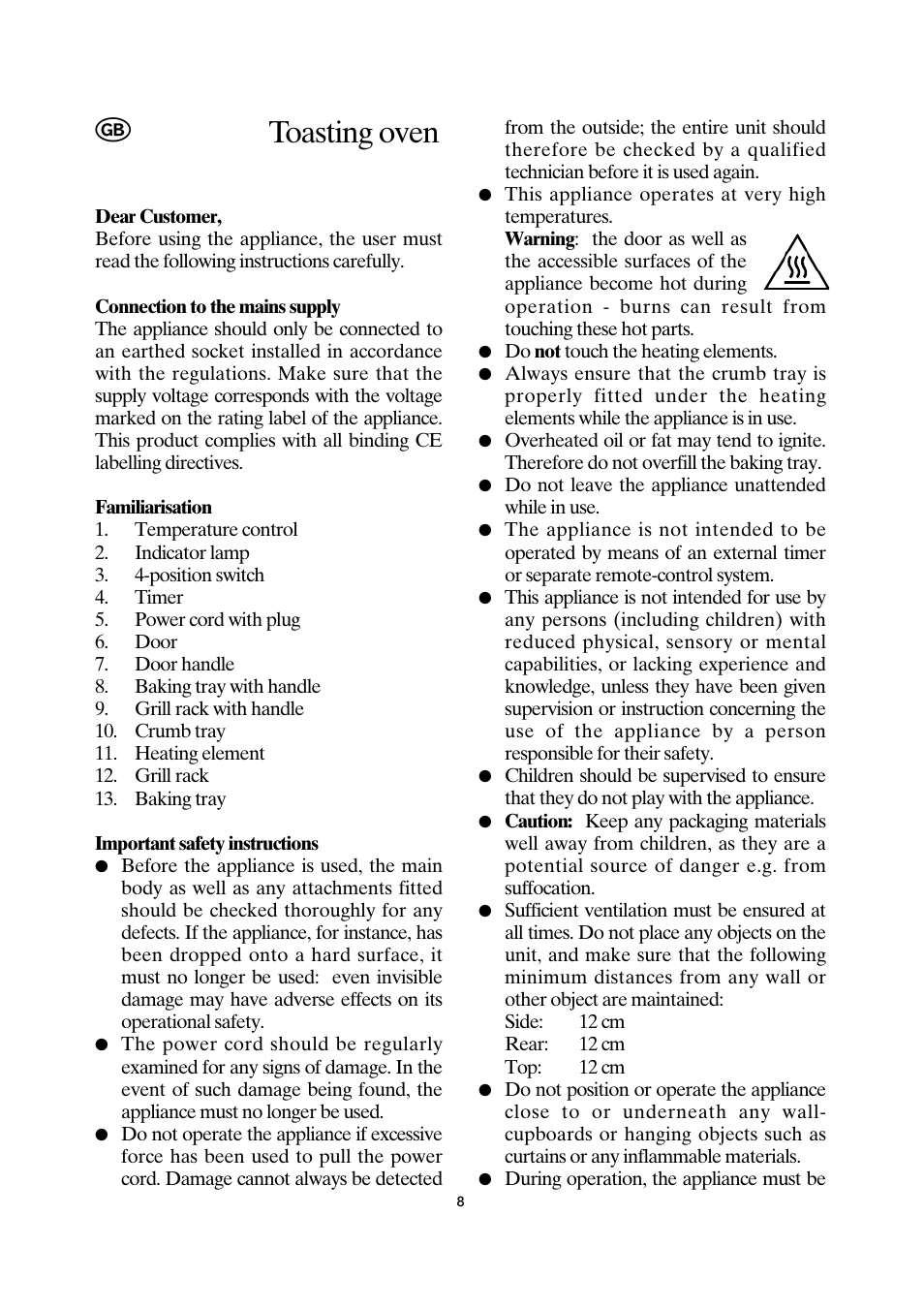 Toasting oven | SEVERIN TO 2034 User Manual | Page 8 / 54