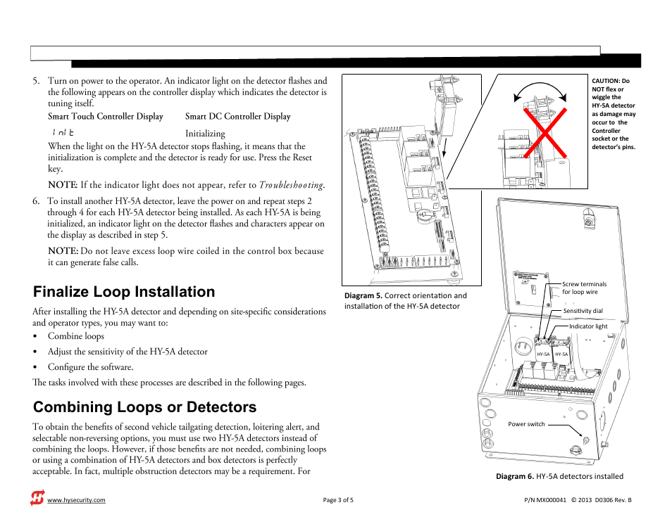 Finalize loop installation, Combining loops or detectors | Controlled Products Systems Group MX000041 User Manual | Page 3 / 6