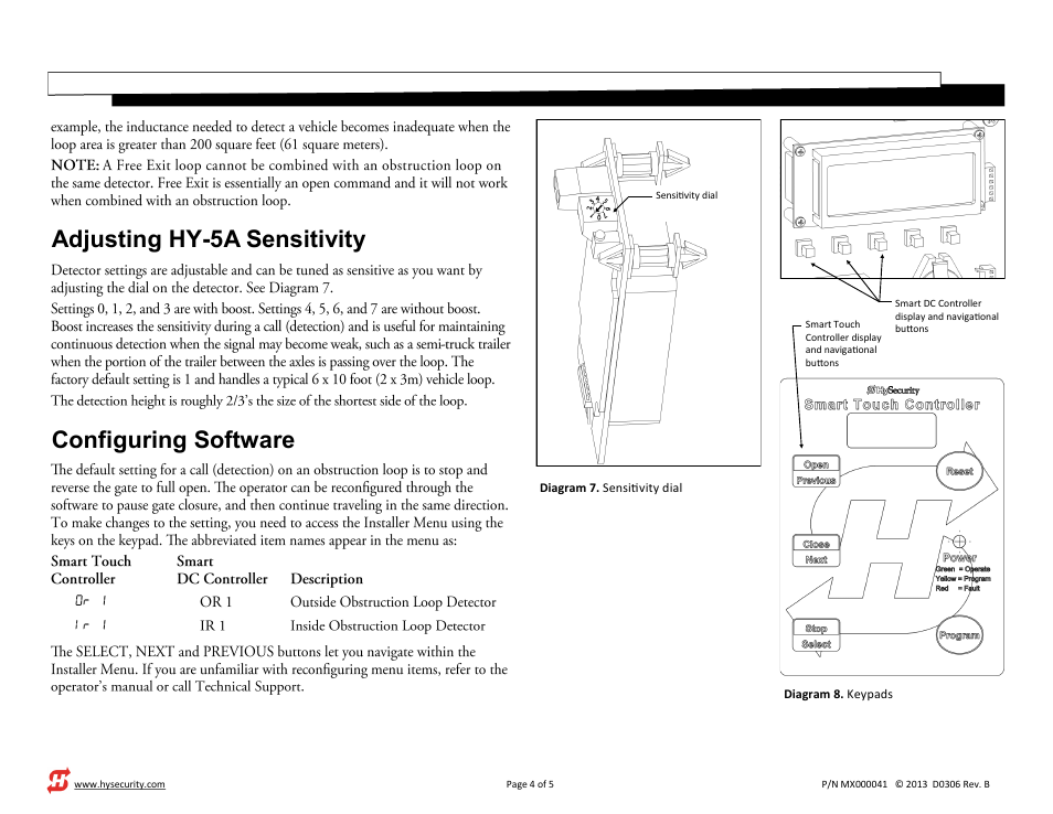 Adjusting hy-5a sensitivity configuring software | Controlled Products Systems Group MX000041 User Manual | Page 4 / 6