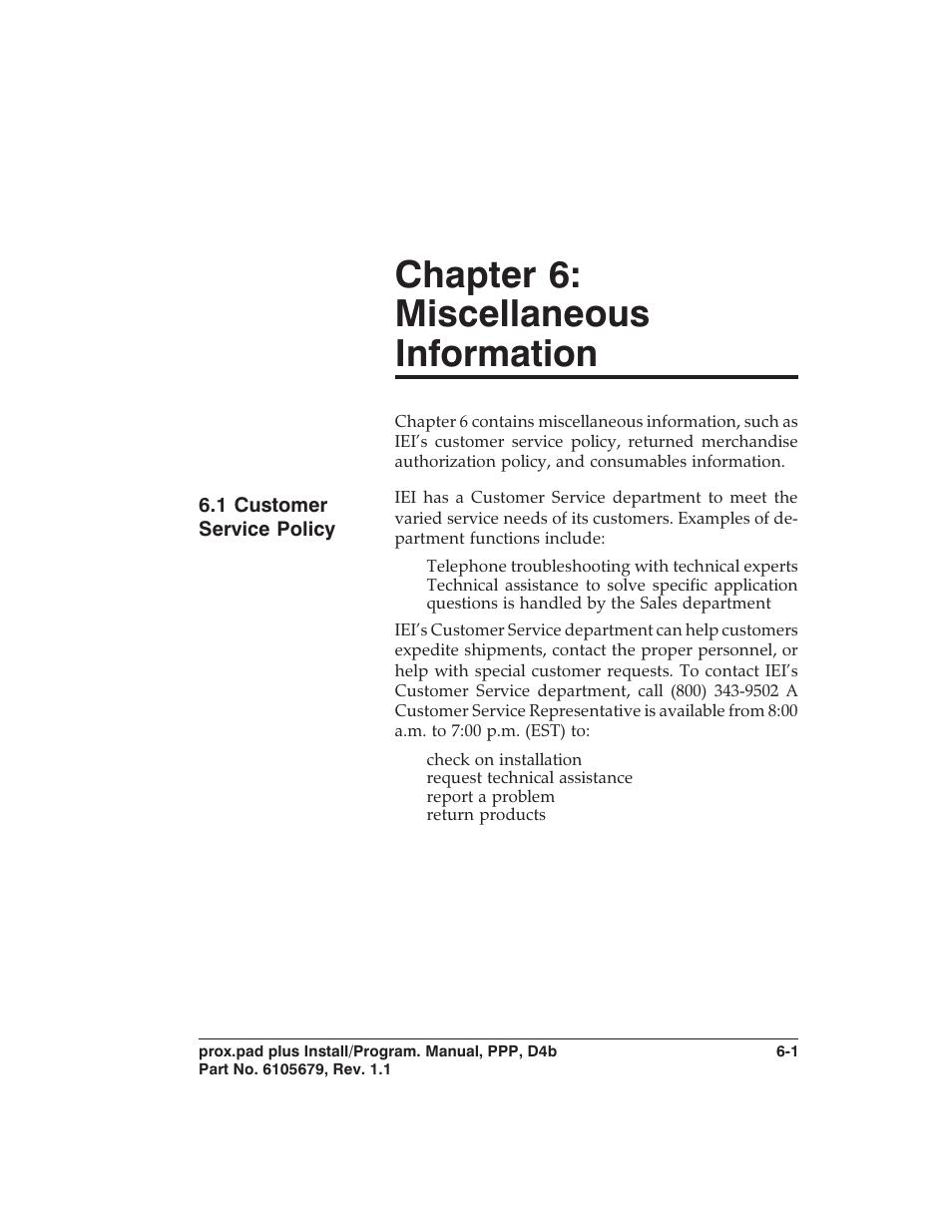 Chapter 6: miscellaneous information | Controlled Products Systems Group 0-205679 User Manual | Page 105 / 112