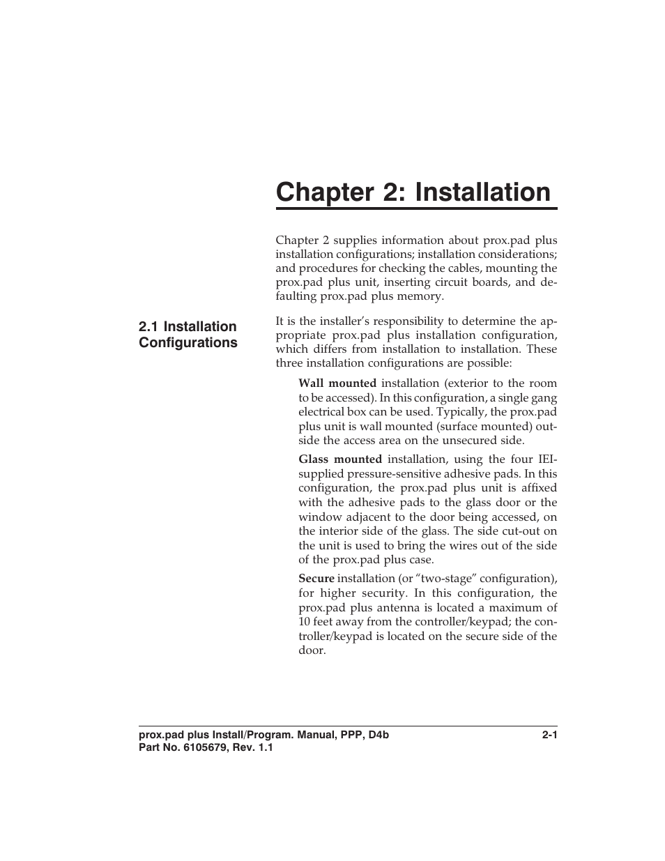 Chapter 2: installation | Controlled Products Systems Group 0-205679 User Manual | Page 19 / 112