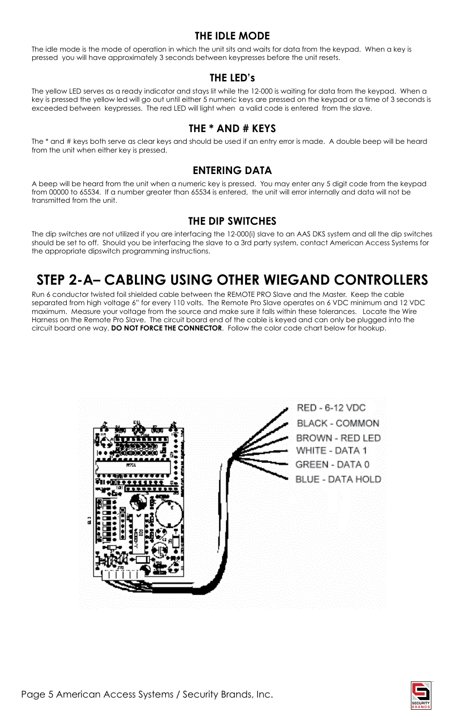 Step 2-a– cabling using other wiegand controllers | American Access Systems Mechanical Card Readers - 11-024i User Manual | Page 5 / 8