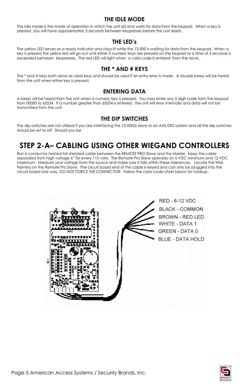 Step 2-a– cabling using other wiegand controllers | Controlled Products Systems Group 12-000I User Manual | Page 5 / 8