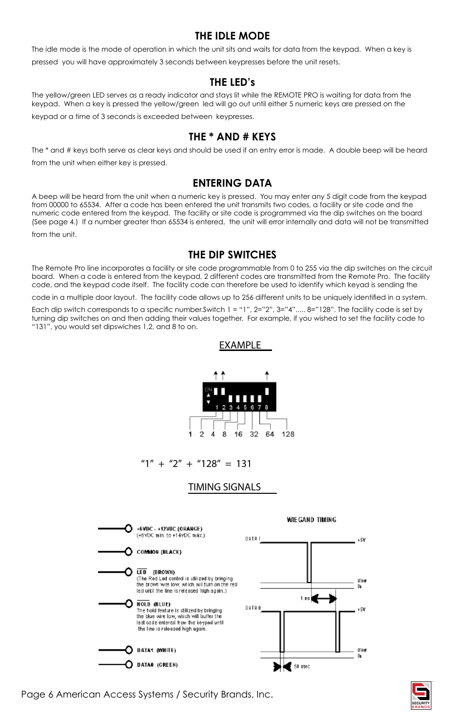 American Access Systems RemotePro KP 12-000sg User Manual | Page 6 / 8