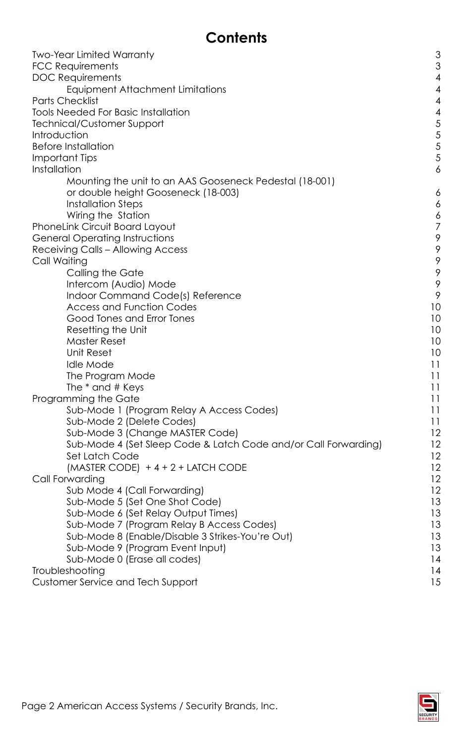 American Access Systems PhoneLink User Manual | Page 2 / 18