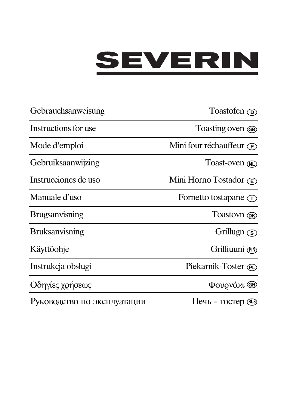 SEVERIN TO 2030 User Manual | 46 pages