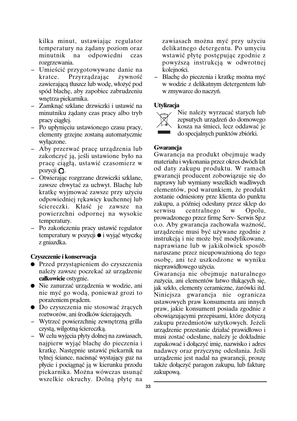 SEVERIN TO 2030 User Manual | Page 33 / 46