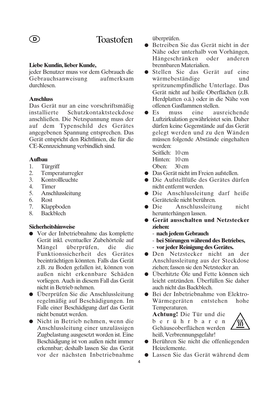 Toastofen | SEVERIN TO 2030 User Manual | Page 4 / 46