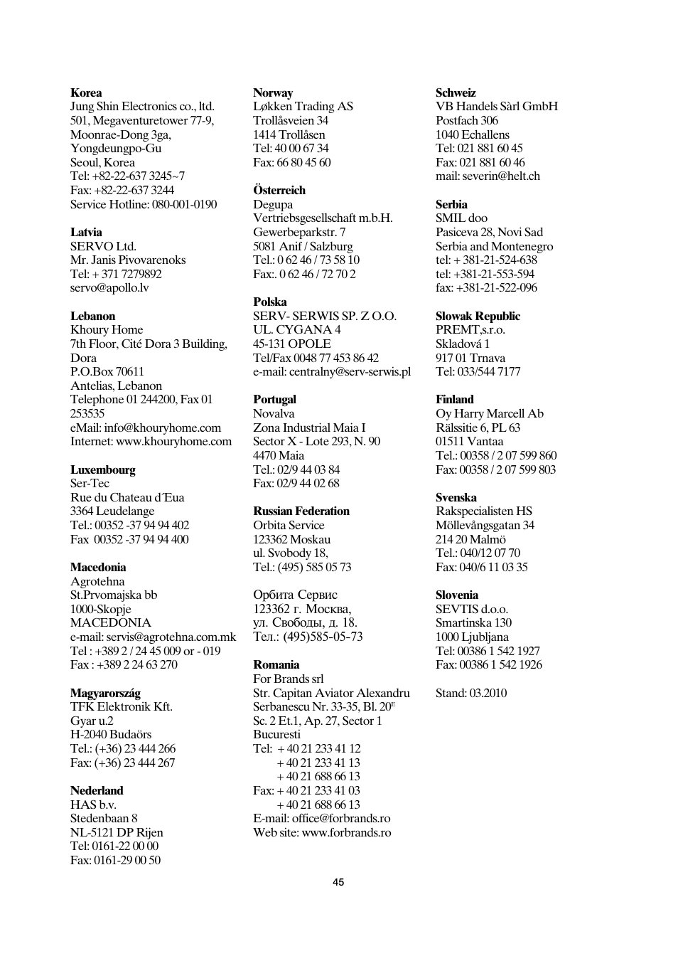 SEVERIN TO 2030 User Manual | Page 45 / 46