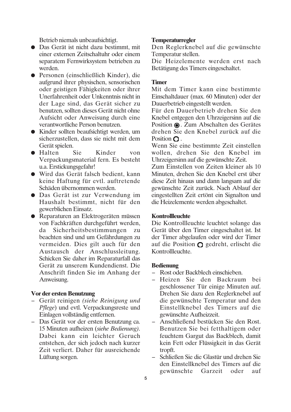 SEVERIN TO 2030 User Manual | Page 5 / 46