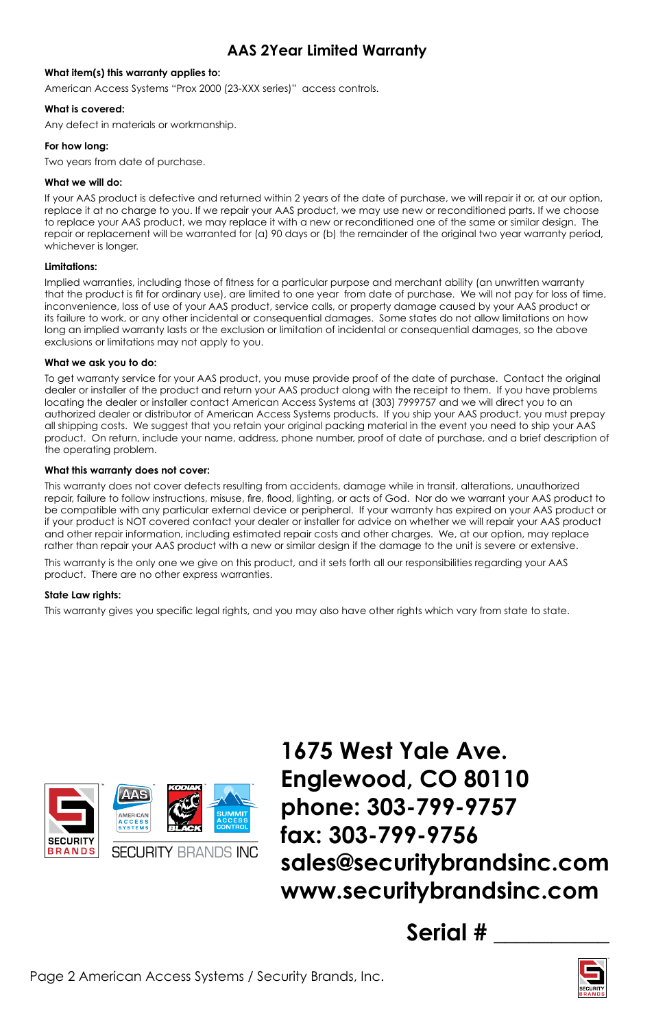 Serial | Controlled Products Systems Group 23-206I User Manual | Page 2 / 8