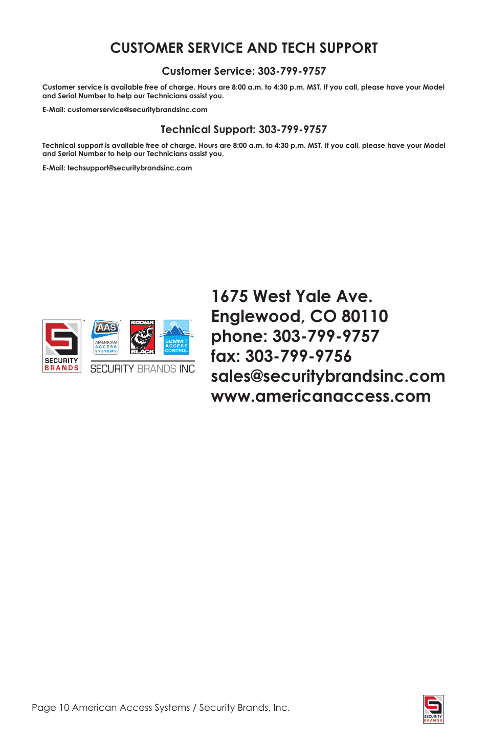 Customer service and tech support | Controlled Products Systems Group 26-100L User Manual | Page 10 / 12
