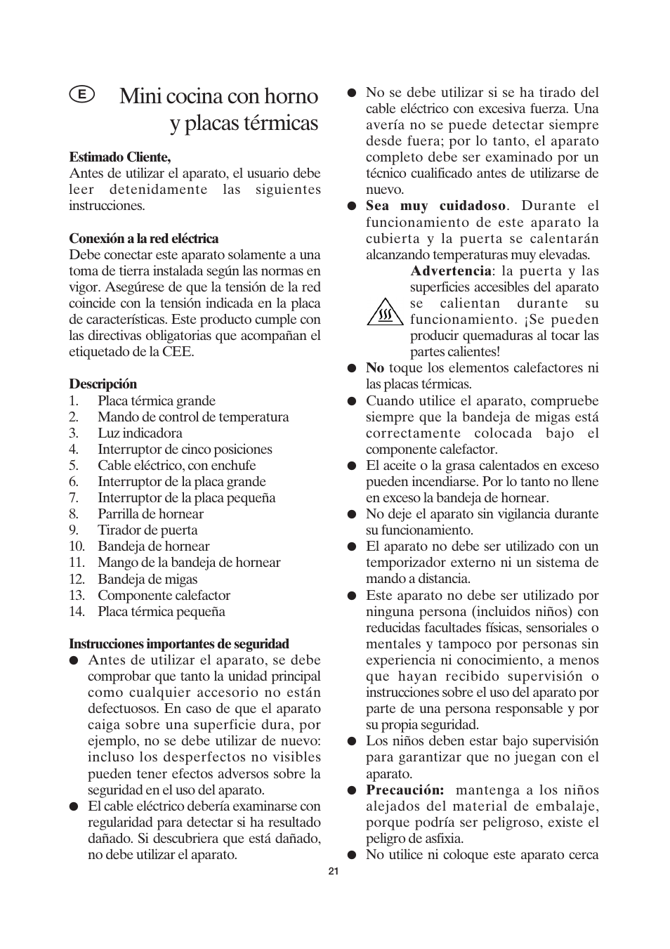 Mini cocina con horno y placas térmicas | SEVERIN KH 2043 User Manual | Page 21 / 58